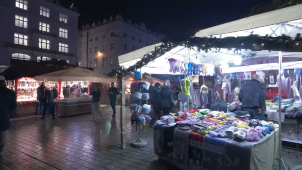 Julstånd Rynek Glowny Square Krakow — Stockvideo