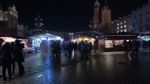 Gatustånd Julmarknaden Krakow — Stockvideo