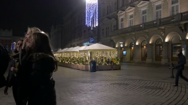 Spacer Przez Restaurację Placu Wielkim Kraków — Wideo stockowe