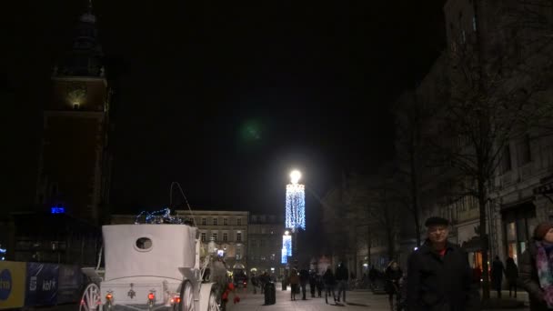 克拉科夫大广场晚上 — 图库视频影像