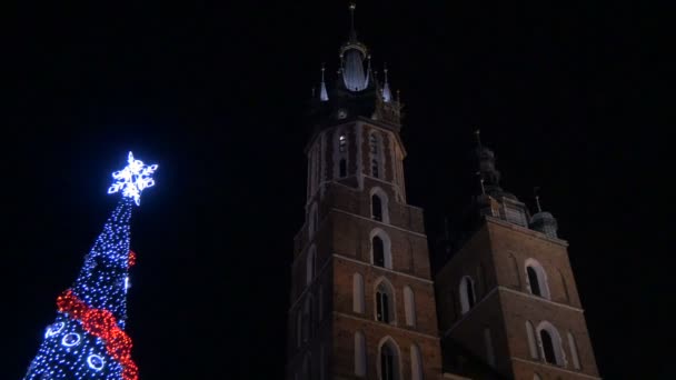 Juletræ Mary Basilica Krakow – Stock-video