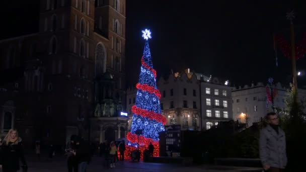 Karácsonyfa Grand Square Krakkó — Stock videók