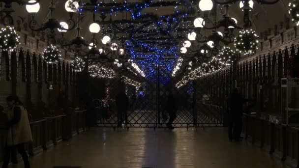 Ozdoby Świąteczne Rynku Wewnętrznym Krakowie — Wideo stockowe