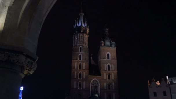 Torn Mariakyrkan Krakow — Stockvideo
