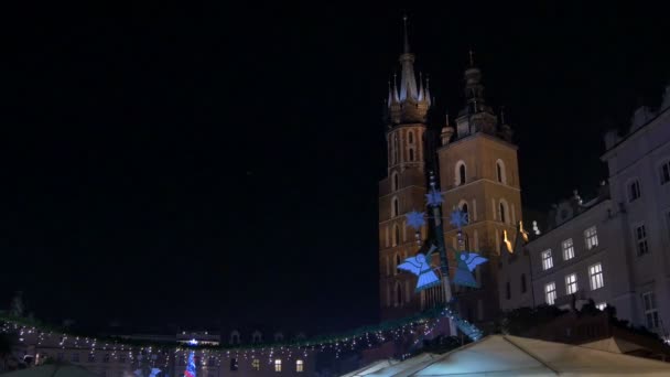 Feuerwerk Vom Großen Platz Krakau — Stockvideo