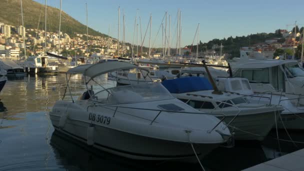 Barcos Atracados Porto Dubrovnik — Vídeo de Stock