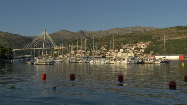 Barcos Atracados Porto Dubrovnik — Vídeo de Stock