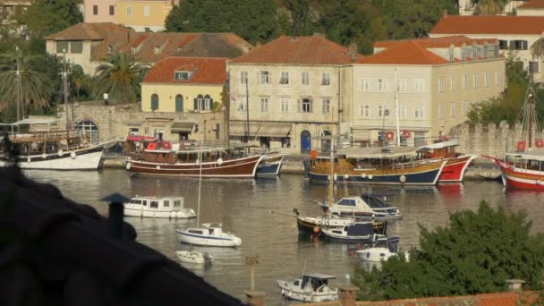 Alto Angolo Barche Ormeggiate Nel Porto — Video Stock