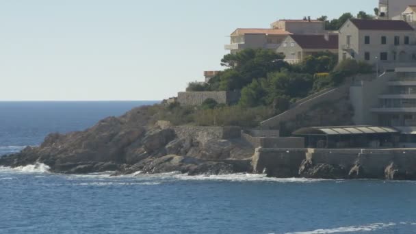 Pan Left Houses Shore Dubrovnik — Stock Video