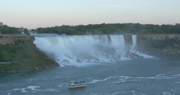 Boat Navigating Nearby Waterfall Niagara Falls — Stock Video