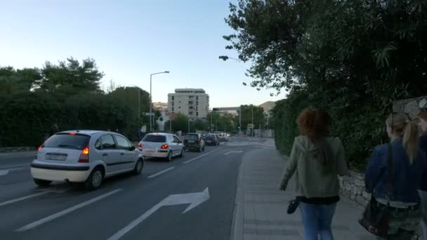 Voitures Personnes Marchant Dans Rue — Video