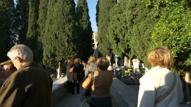 Gente Caminando Cementerio — Vídeo de stock