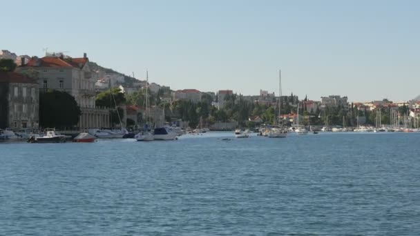 Förtöjda Båtar Hamnen Dubrovnik — Stockvideo