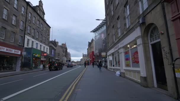 Street Shops Cloudy Day — Stock Video