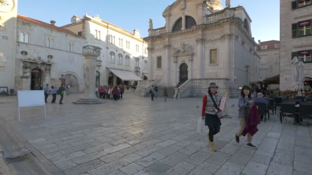 Toeristen Luza Square Dubrovnik — Stockvideo