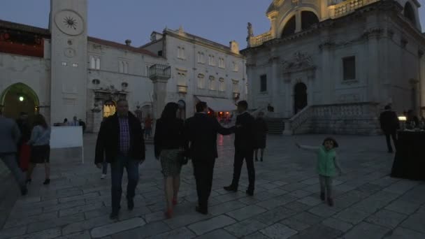 Människor Luza Torg Dubrovnik — Stockvideo