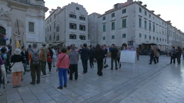 Pessoas Praça Luza Dubrovnik — Vídeo de Stock