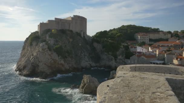 Fort Lovrijenac Sett Utifrån Stadsmuren Dubrovnik — Stockvideo