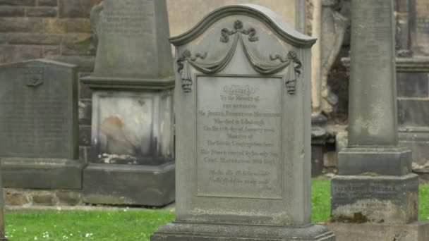 Pierre Tombale Avec Ornements Dans Cimetière — Video