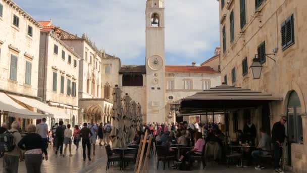 Een Restaurant Stradun Straat Dubrovnik — Stockvideo