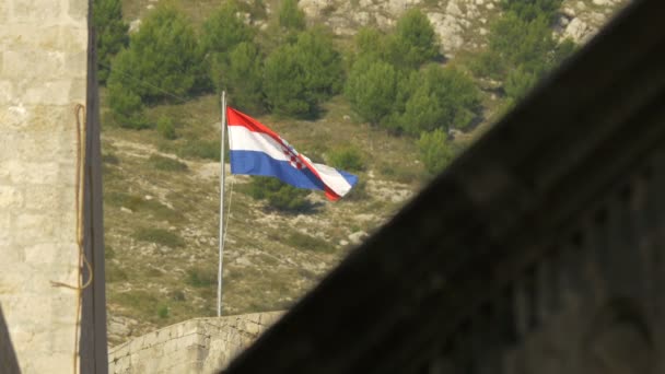 Uma Bandeira Croata Acenando — Vídeo de Stock