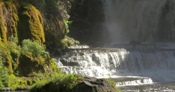 Cascada Acantilados Cubiertos Musgo — Vídeos de Stock