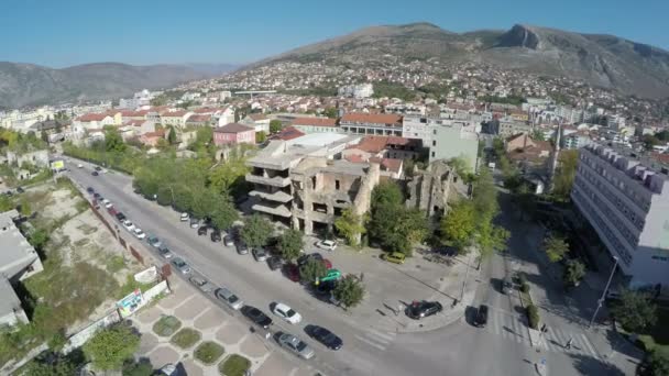 Вид Воздуха Улицы Мостара — стоковое видео