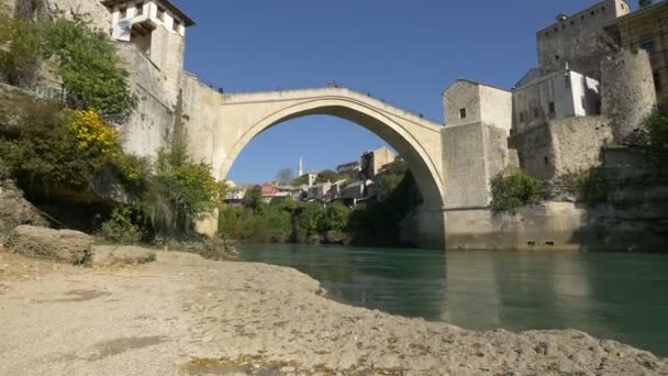 Río Neretva Stari Más Mostar — Vídeo de stock