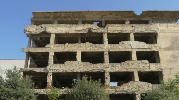 Building Damaged War Mostar — Stock Video