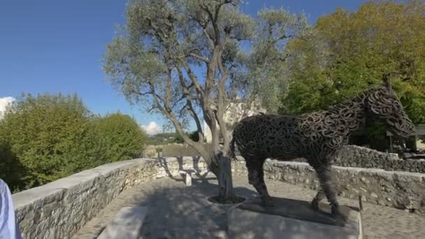 Horse Skulptur Træ Bænk – Stock-video