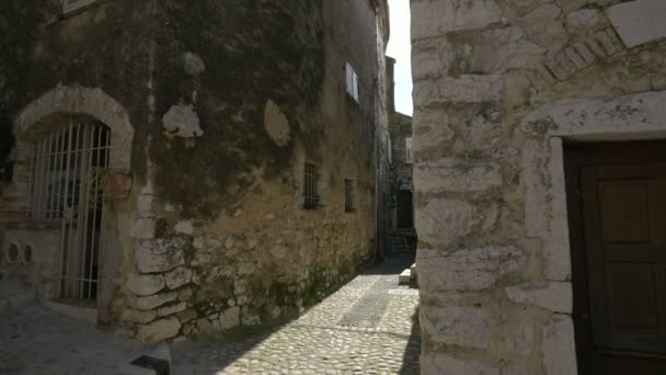 Calle Adoquinada Con Edificios Antiguos — Vídeos de Stock