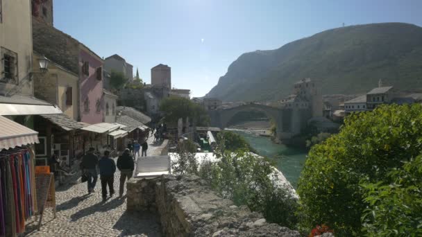 Calle Kujundziluk Cerca Stari Most Mostar — Vídeo de stock