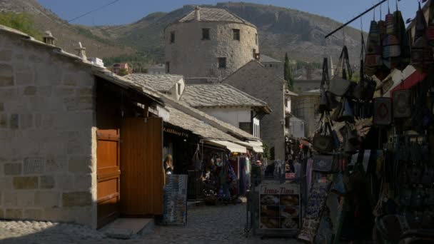 Barracas Lembranças Torre Halebija Mostar — Vídeo de Stock