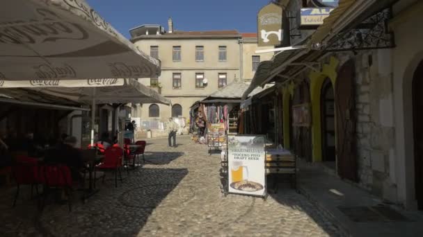 Restaurantes Uma Barraca Lembranças Mostar — Vídeo de Stock