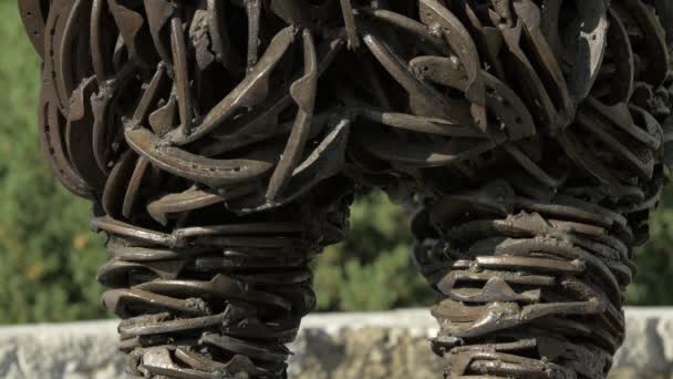 Close Sculpture Made Horseshoes — Video