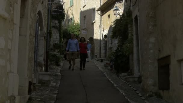 Opgebouwd Van Wandelende Mensen Rue Grande — Stockvideo