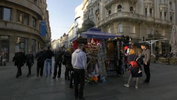 Ψώνια Και Περπάτημα Στο Δρόμο — Αρχείο Βίντεο