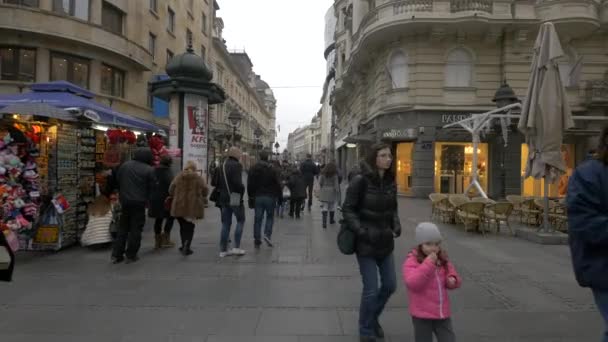 Caminar Hacer Compras Una Calle Belgrado — Vídeos de Stock