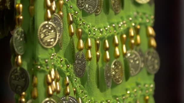 硬貨で刺繍された織物 — ストック動画
