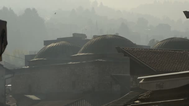 Techo Mezquita Visto Día Niebla — Vídeo de stock