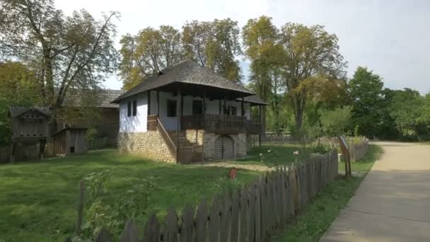 Haus Mit Steinfundament Dorfmuseum — Stockvideo