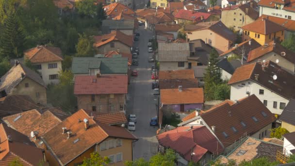 Ângulo Alto Uma Rua Com Casas — Vídeo de Stock