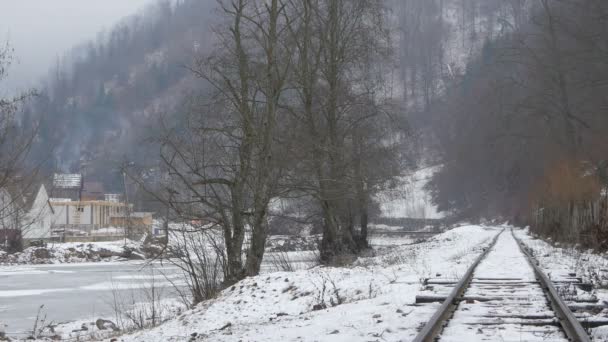 Kışın Görünen Demiryolları — Stok video