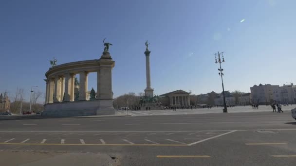 Plaza Los Héroes Budapest — Vídeo de stock