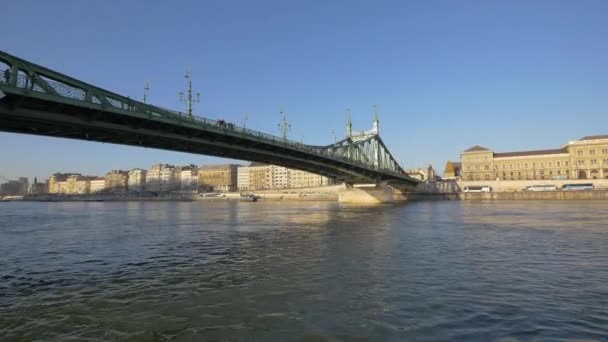 ドナウ川にかかる自由の橋 — ストック動画