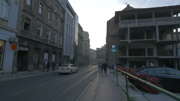 Caminar Conducir Calle Mula Mustafe Baseskije — Vídeos de Stock