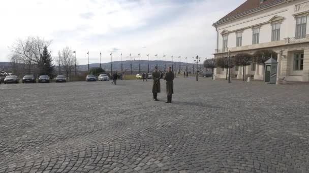 Φρουροί Στο Βασιλικό Κάστρο Της Βουδαπέστης — Αρχείο Βίντεο
