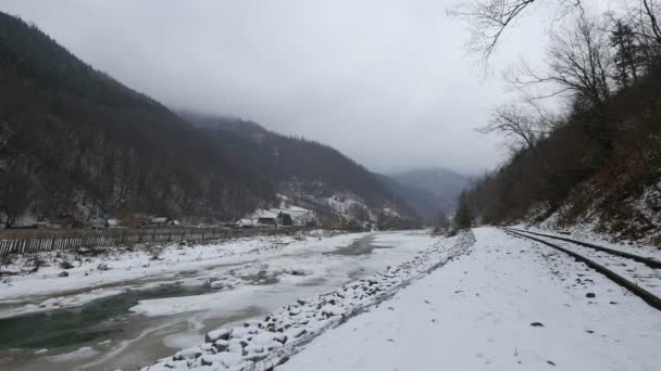 Rivière Gelée Vue Hiver — Video