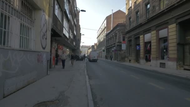 Conducir Caminar Por Calle Mula Mustafe Baseskije — Vídeos de Stock