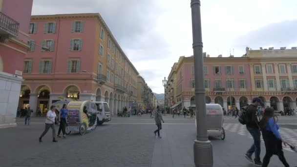 Stadtleben Place Massna Nizza — Stockvideo